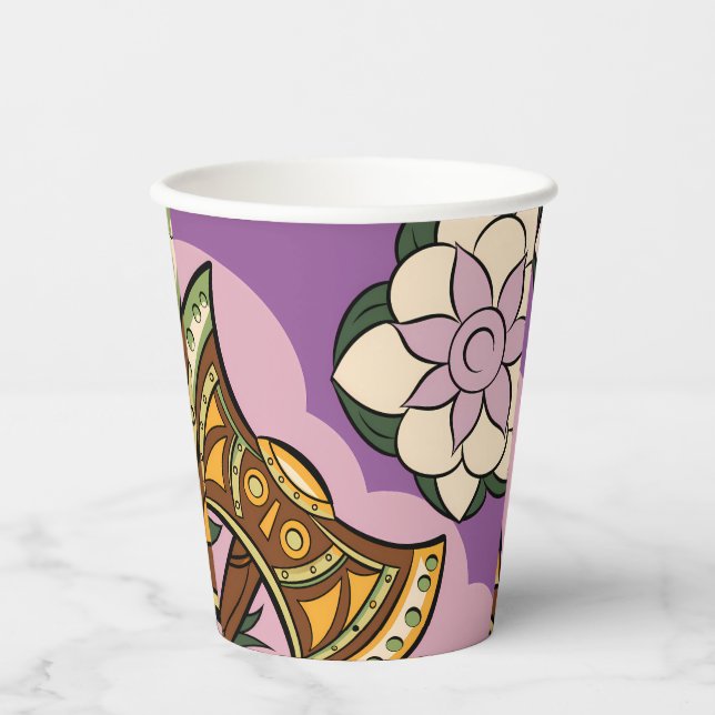 Vasos De Papel Stylized Axe and Flower Design (Anverso)