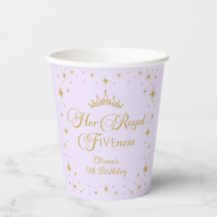 Vasos De Papel Su Alteza Real Quinto Cumpleaños Princesa de Oro 5