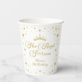 Vasos De Papel Su Alteza Real Quinto Cumpleaños Princesa de Oro 5