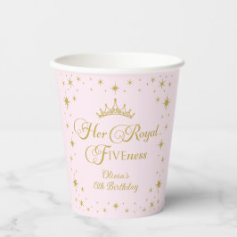 Vasos De Papel Su Alteza Real Quinto Cumpleaños Princesa Dorada 5