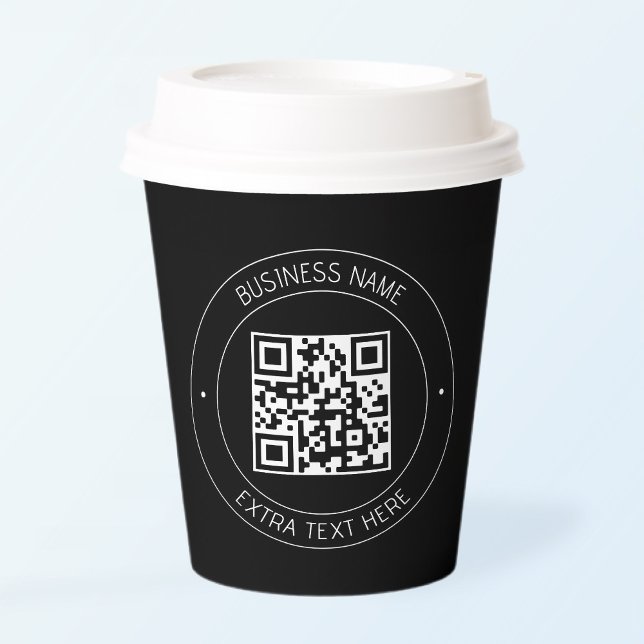 Vasos De Papel Su código QR y su texto editable | Blanco y negro (Subido por el creador)