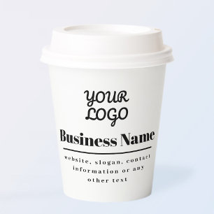 Vasos De Papel Su logotipo retro-moderno blanco y negro