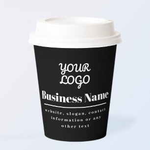 Vasos De Papel Su logotipo retro-moderno en blanco y negro