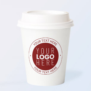 Vasos De Papel Su logotipo y texto de Personalizable   Color rojo