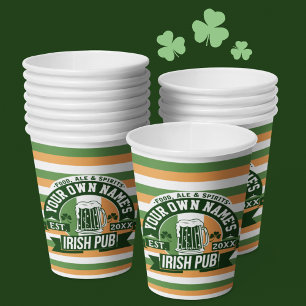 Vasos De Papel Su Nombre Irlandés Pub Funny St Patricks Day Bebe