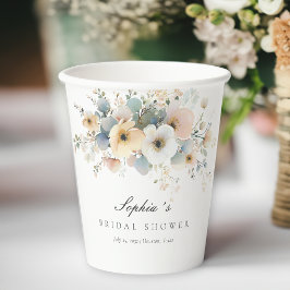 Vasos De Papel Suave florecimiento Elegante ducha de novia