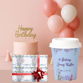 Vasos De Papel Suave Pastel Azul Hydrangea Púrpura Lilac Cumpleañ