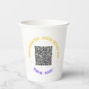 Vasos De Papel Sube tu código QR Tazas de papel Agregar texto Inf