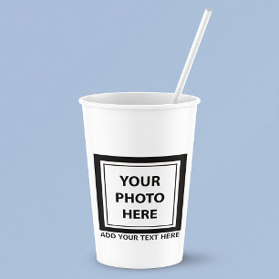 Vasos De Papel Subir imagen foto y agregar texto – Personalizar