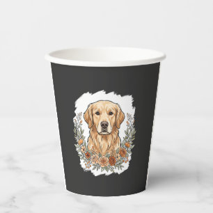Vasos De Papel Sublimación de Golden Retriever Floral