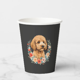 Vasos De Papel Sublimación Redonda de Perro Floral