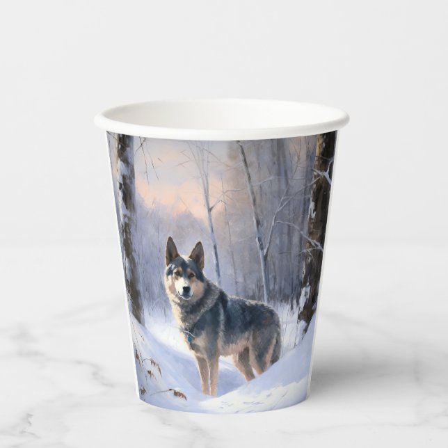 Vasos De Papel Sueco Vallhund deja que nieve Navidades (Anverso)
