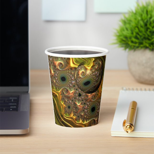 Vasos De Papel Sueño Fractal de Oro Líquido (in situ)