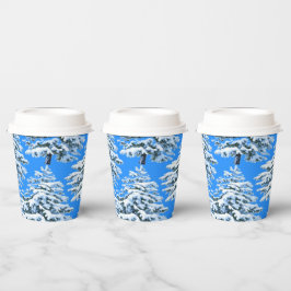 Vasos De Papel Sueños de árbol helado Bosque nevado