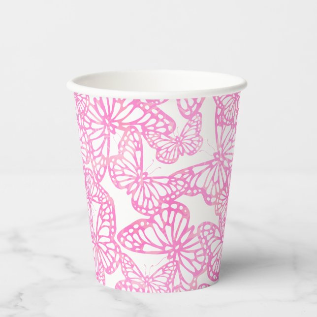 Vasos De Papel Sueños de mariposa (rosa) (Anverso)