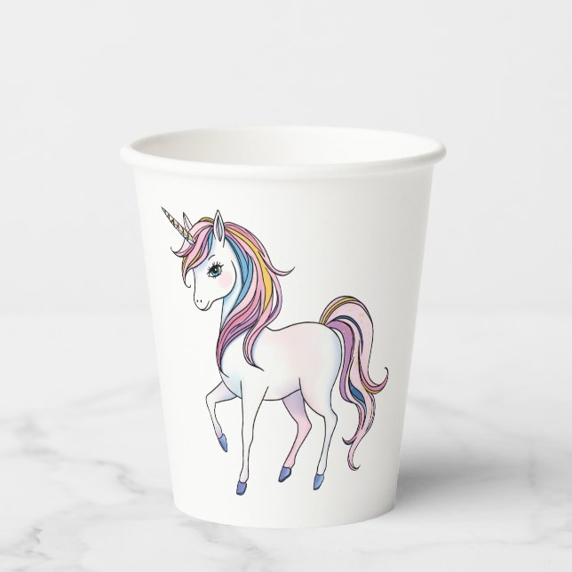 Vasos De Papel Sueños de unicornio mágicos - Diseño de fantasía c (Anverso)