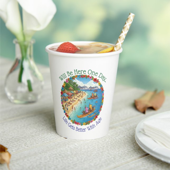 Vasos De Papel Sueños de Vacaciones Tropicales (in situ)