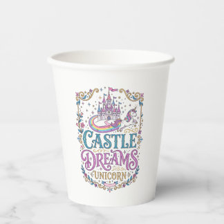 Vasos De Papel Sueños del Castillo de Unicornio Unicornio Fondo B