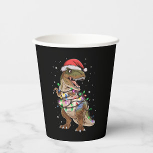 Vasos De Papel Suéter de Navidad de árbol de dinosaurio T-rex Xma
