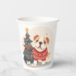 Vasos De Papel Suéter de Navidad para Bulldog Inglés