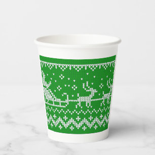Vasos De Papel Suéter fea Santa Claus trineo y renos