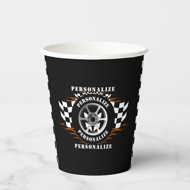 Vasos De Papel Suministros de diversión para Fiestas de Carreras  (Anverso)