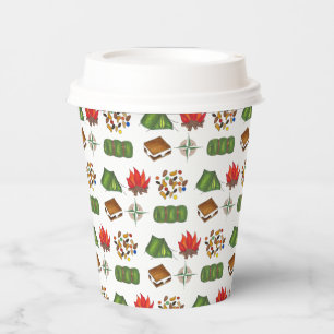 Vasos De Papel Summer Camp Compass Campfire Smores Tent Trailmix