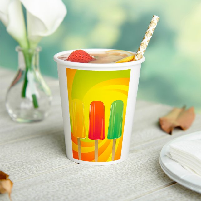 Vasos De Papel Summer Ice Pops Trio Bright Popsicles (Subido por el creador)