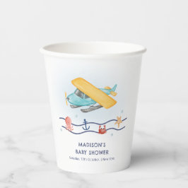 Vasos De Papel Summer Travel Adventure Sea Airplane Baby Shower