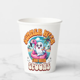 Vasos De Papel Summerween Vibes Spooky Cute Ghost Flamingo Float