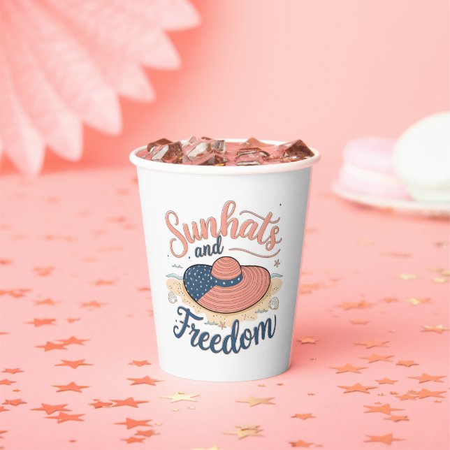 Vasos De Papel Sunhats y Freedom Patriotic (in situ)