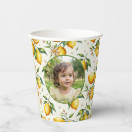 Vasos De Papel Sunny Lemon Birthday Photo Yellow Kids Party
