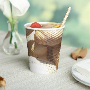 Vasos De Papel Sunny Tropical Seashells Beach Wedding Fiesta