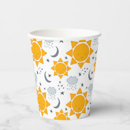 Vasos De Papel Suns, lunas y nubes kawaii