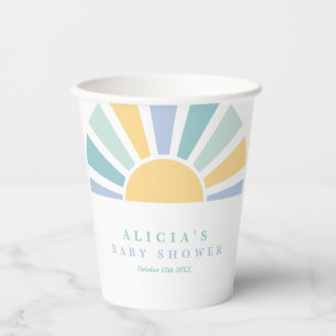 Vasos De Papel Sunshine Baby Shower aquí llega el Son Rays Amaril