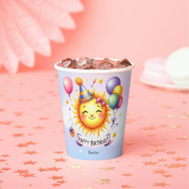 Vasos De Papel Sunshine Custom Name Happy Birday