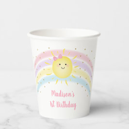 Vasos De Papel Sunshine Rainbow Pink Gold Birday