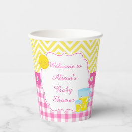 Vasos De Papel Sunshine y Baby Shower rosa y amarillo Lemonade