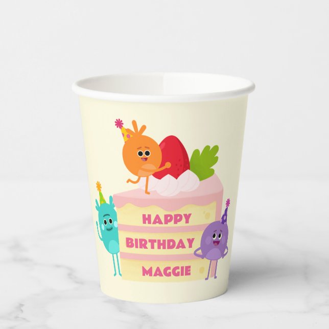 Vasos De Papel Super Simple | Pastel de cumpleaños nums Space (Izquierda)