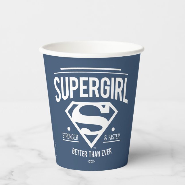 Vasos De Papel Supergirl mejor que nunca retro gráfico (Anverso)