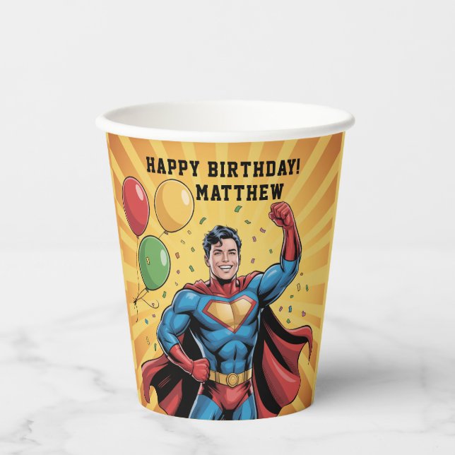 Vasos De Papel Superhero Boys Birthday Party (Anverso)