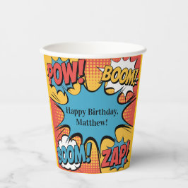 Vasos De Papel Superhero Comic Book Pop Art Boy Birthday Party