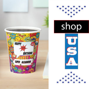 Vasos De Papel Superhéroe Monograma cumpleaños Sorpresa niños
