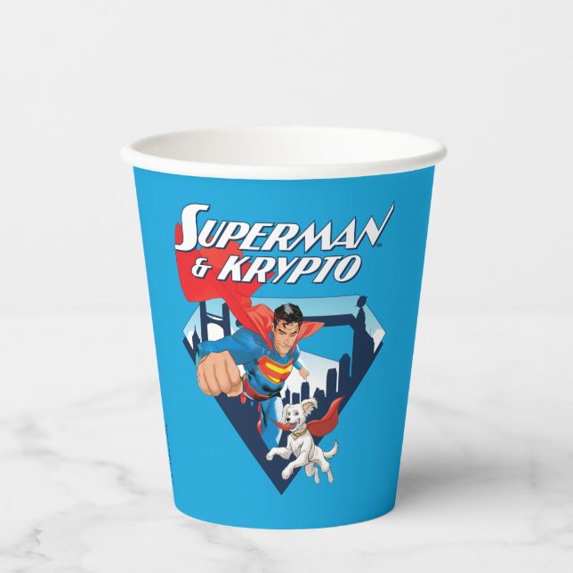 Vasos De Papel Superman y Krypto Soar (Anverso)