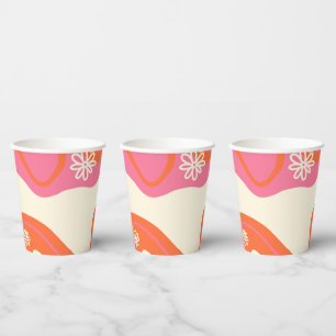 Vasos De Papel Surco de margarita - rosa, Naranja y crema