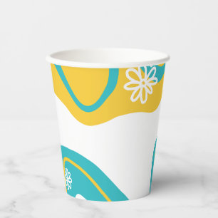 Vasos De Papel Surco margarita - turquesa y amarilla