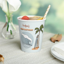 Vasos De Papel Surf's Up Ocean Wave Birthday Paper Cups