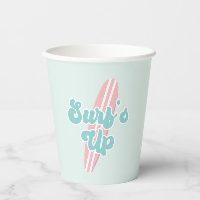 Vasos De Papel Surfs Up Pink Beach Birday (Anverso)