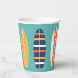 Vasos De Papel Surfs Up Retro Beach Surfboard Paper Cups