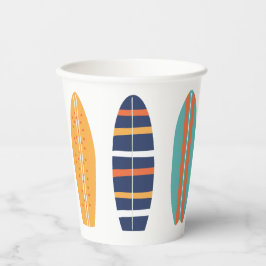 Vasos De Papel Surfs Up Retro Beach Surfboard Paper Cups